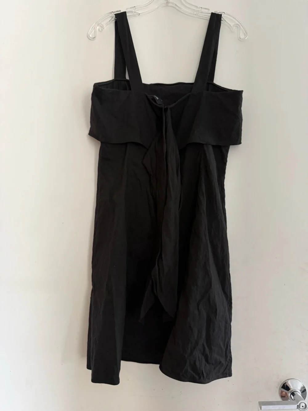 Theory Size 10 Linen Blend Drape-Back Little Black Dress